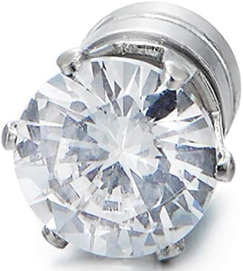 Chic Magnetic 8mm Cubic Zirconia Studs in Silver – Perfect Gift for Any Occasion