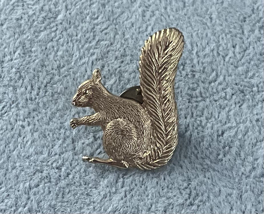 Gold Tone Squirrel Pin Badge /Lapel Pin Brooch, See Description