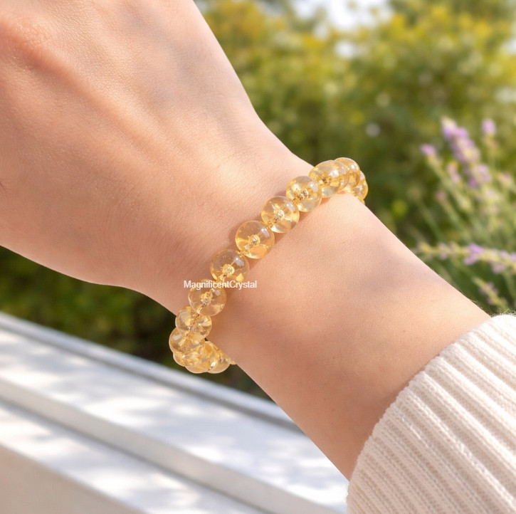 5PCS High Quality Natural Citrine Bracelet Abundance Prosperity Women Jewelry