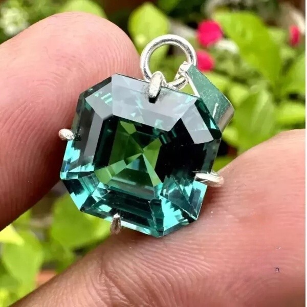 Certified 25 ct Natural Paraiba Tourmaline 925 Silver Pendant Loose Gemstone