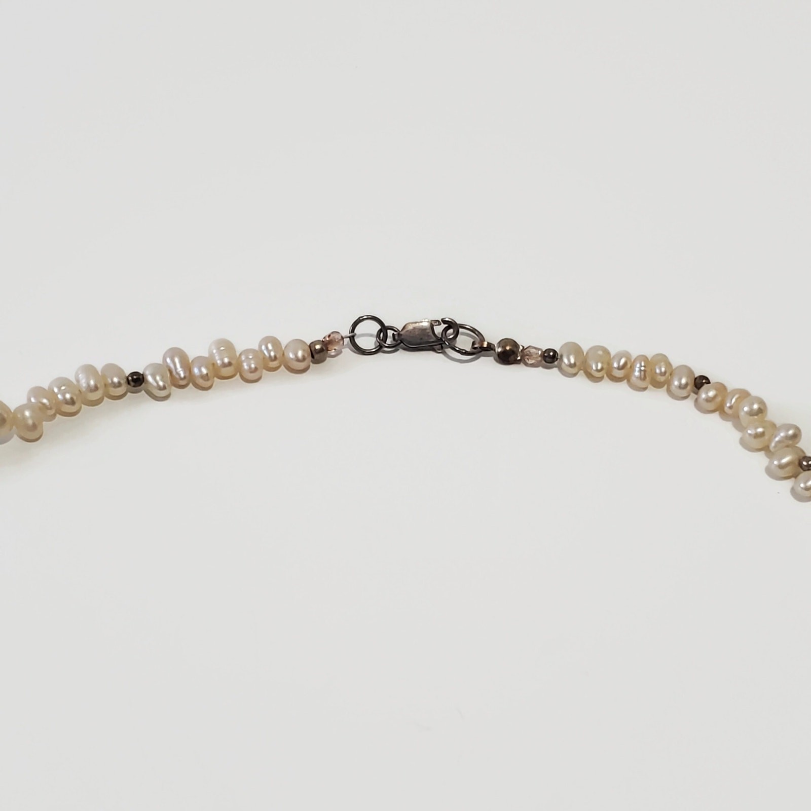 Champagne Freshwater Pearl & Sterling Silver Bead Necklace 17 in.