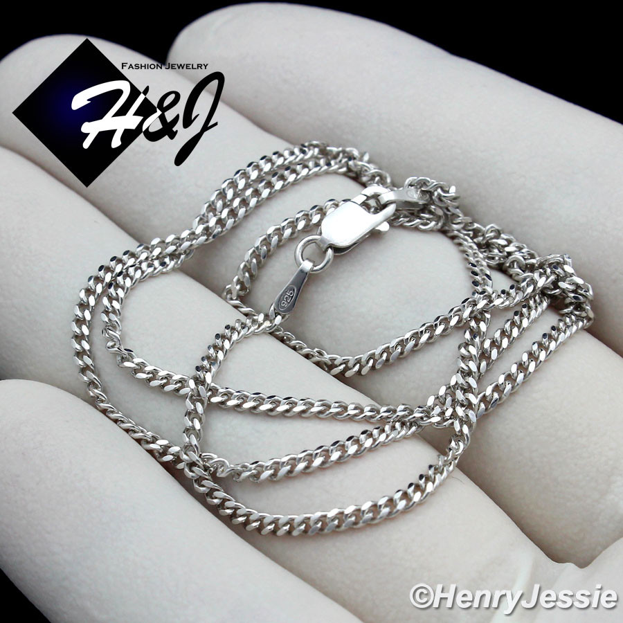 925 STERLING SILVER 16″-30″X2MM MIAMI CUBAN CURB CHAIN JESUS CROSS PENDANT*SP213