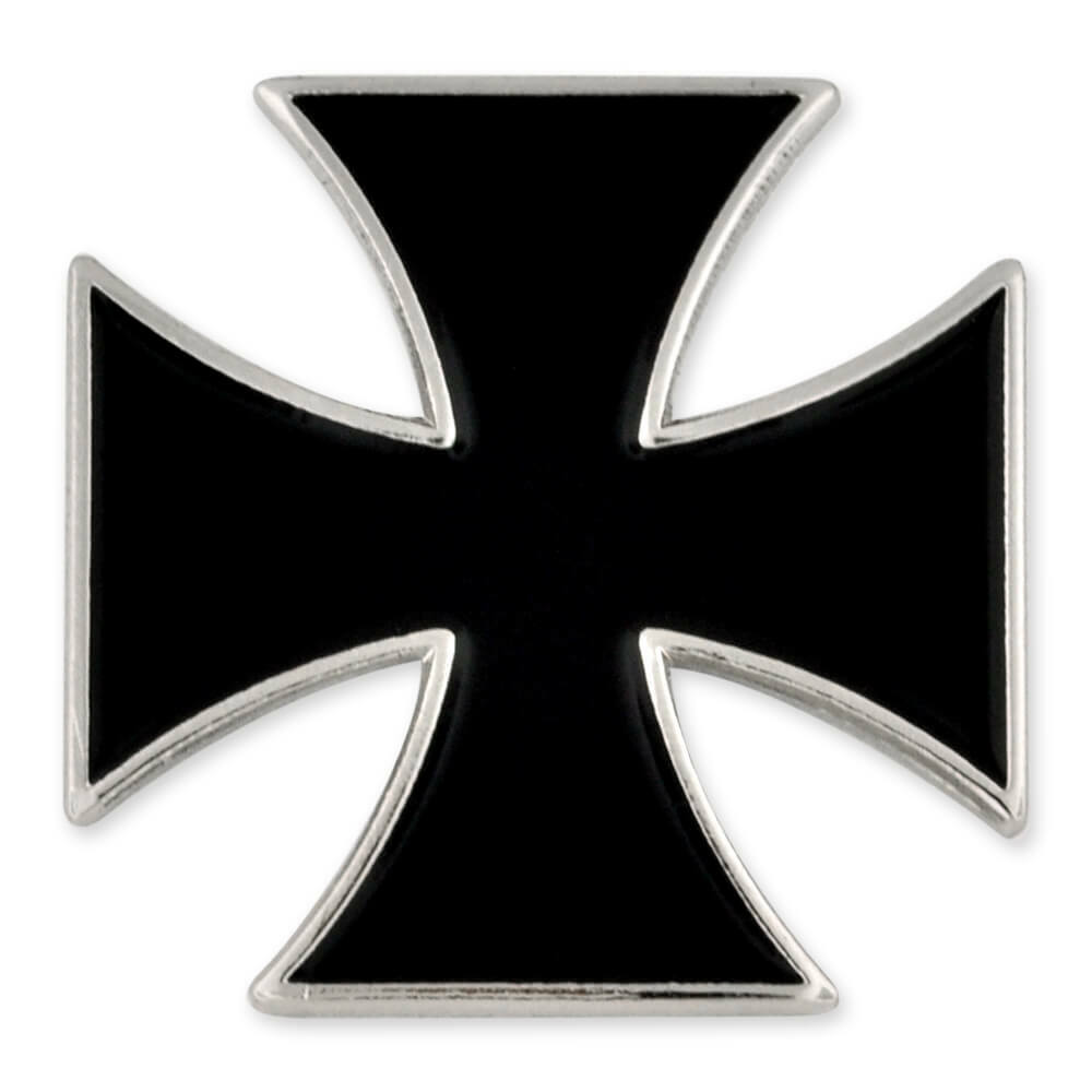 PinMart’s Black Iron Cross Biker Enamel Lapel Pin
