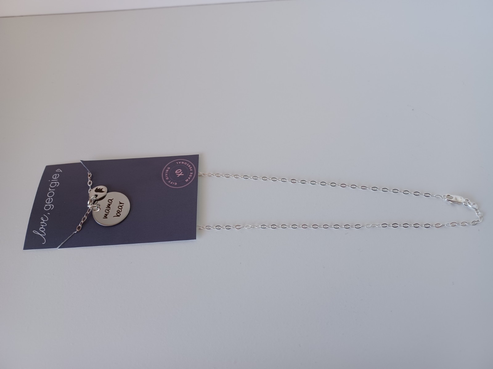 Women’s Mama Bear Silver Necklace Jewelry Love, Georgie Mom Gift