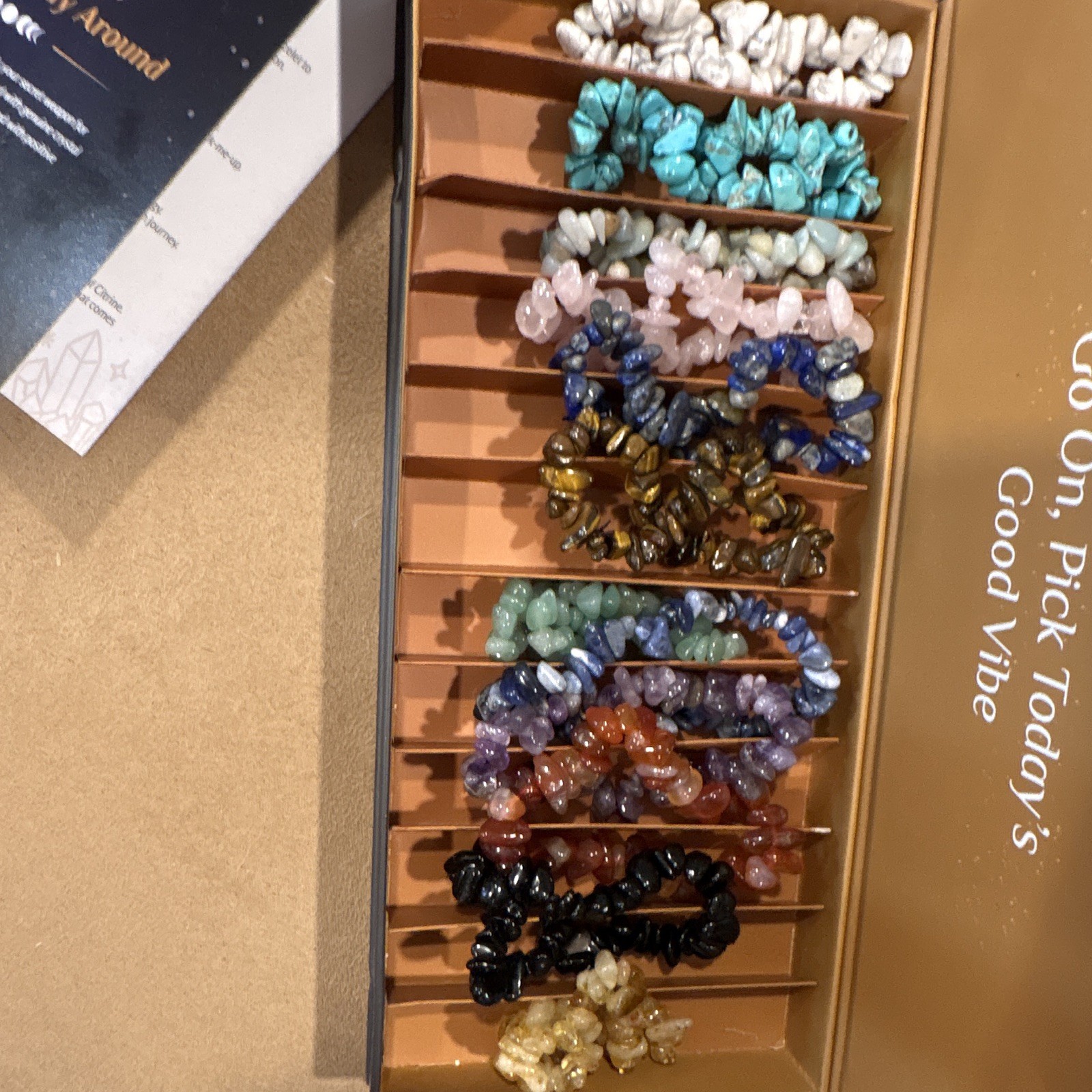 Mindful Souls Crystal Chip Beaded Stretch Bracelet Set Multicolor Gemstone