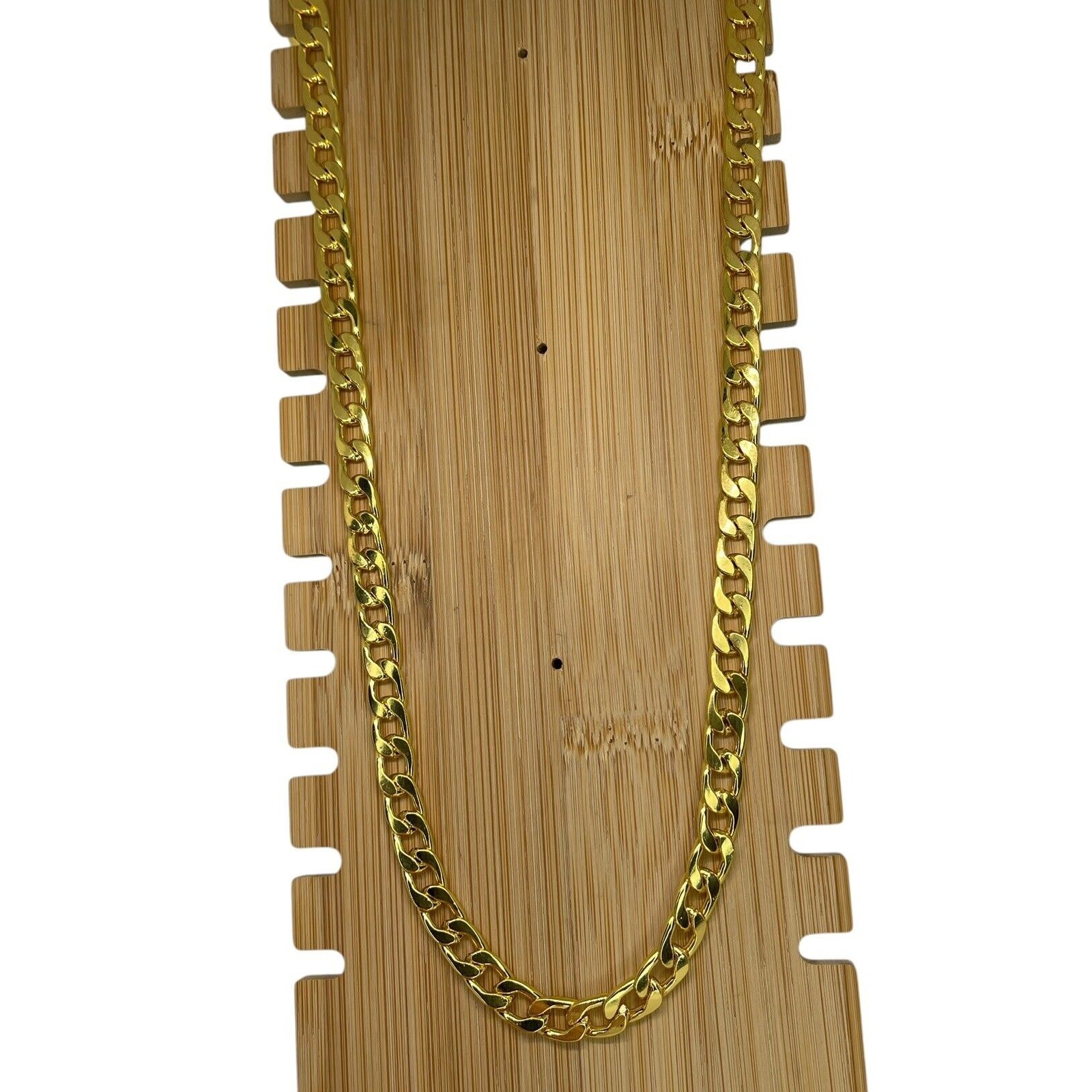 Gold Plated Cuban Chain Necklace Mens 24” (8mm) Bling Flashy Everyday Wear Thick