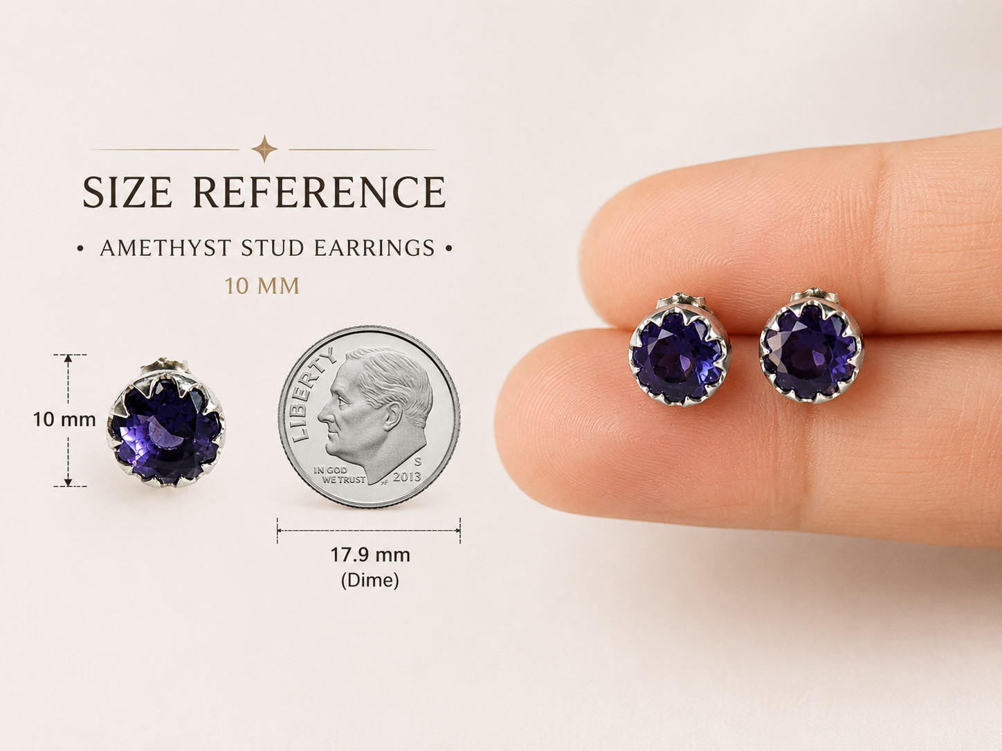Handmade Amethyst Stud Earrings 925 Sterling Silver Gemstone Jewelry