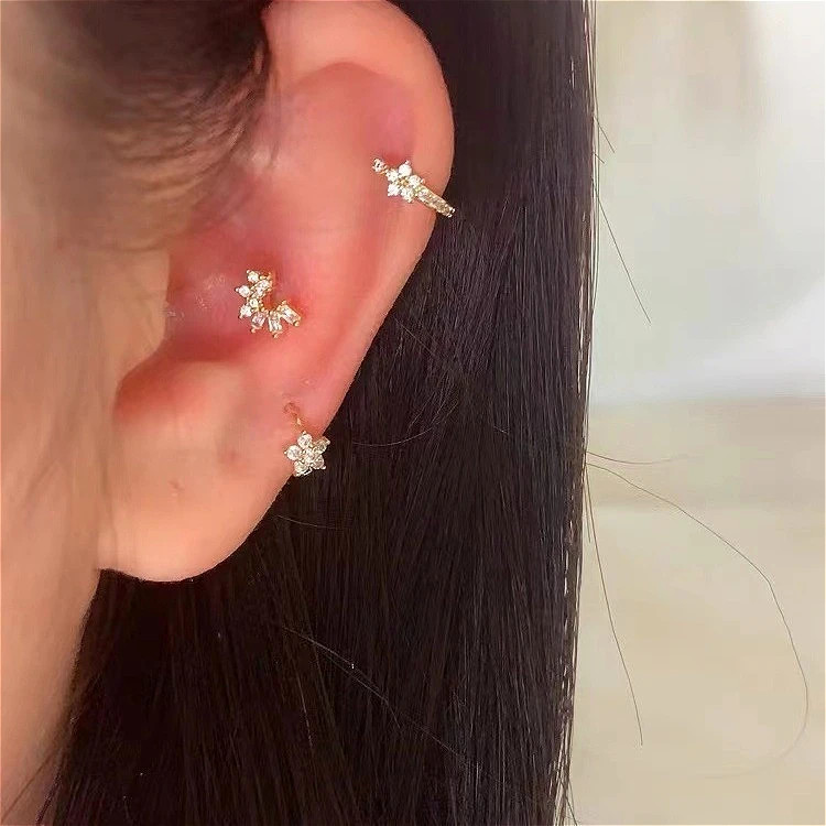 Fashion Stainless Star Hoops Earrings for Women Vintage Crystal Zirconia Circle
