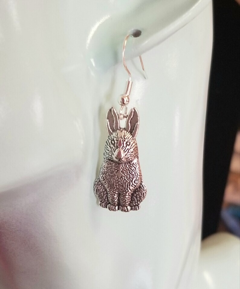 Silver Bunny Earrings Rabbit Earrings Easter Jewelry Bunny Rabbit Earrings