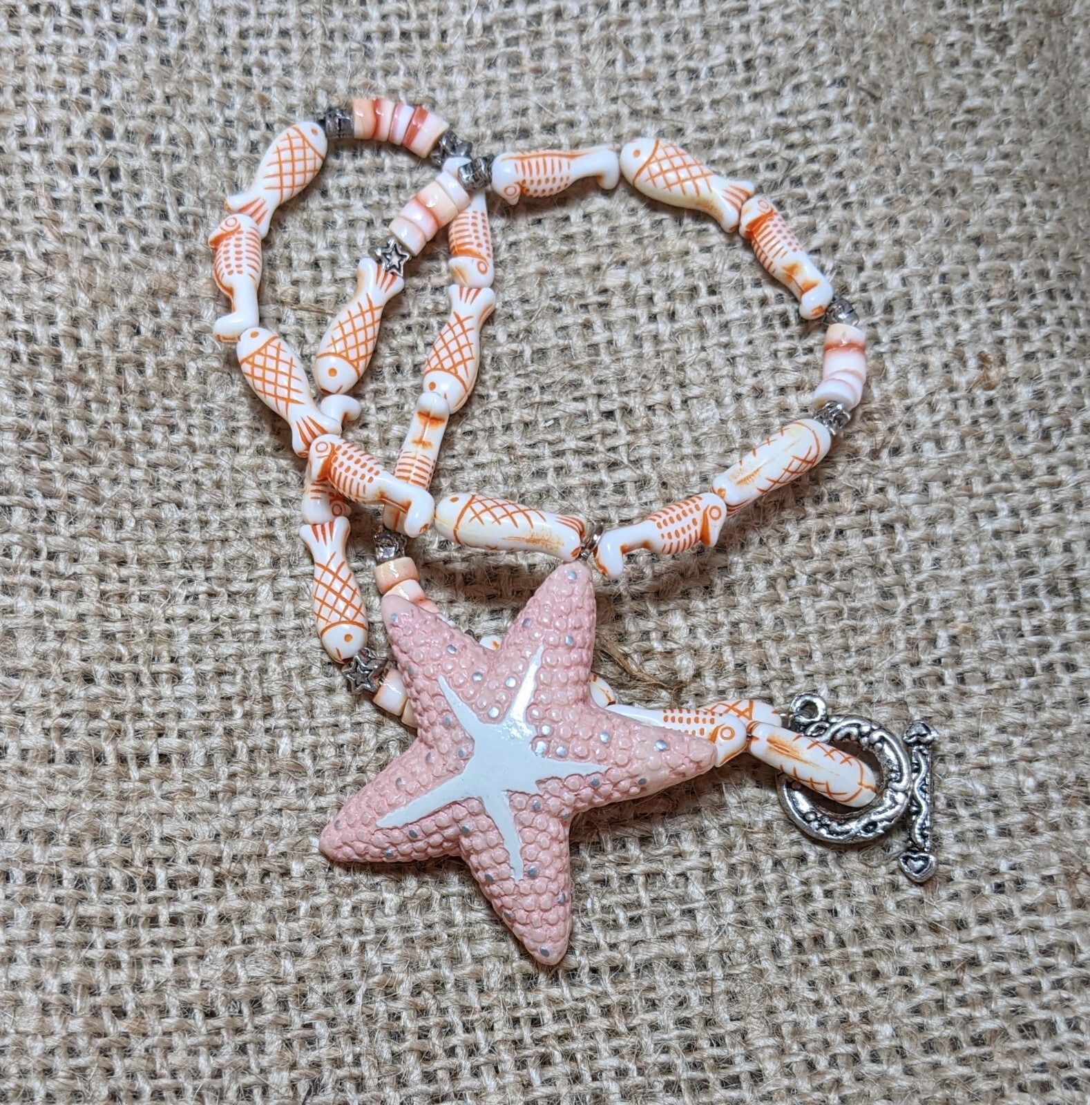 Teen Necklace Lot of 6 Star Fish Sea shell Kokopelli Beaded Jewelry