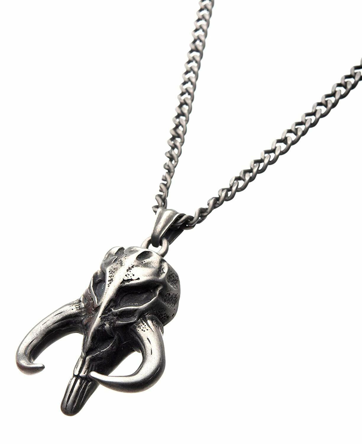 STAR WARS MANDALORIAN SYMBOL MYTHOSAUR SKULL, Cut Out Authentic Pendant Necklace