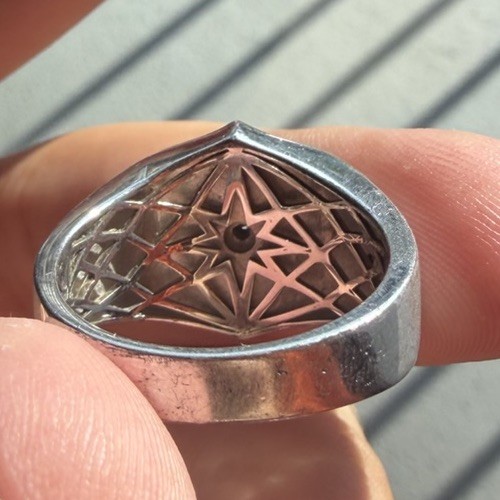 High Quality Silver Plated Natural Diamonds Ring With Black Onyx Size 10