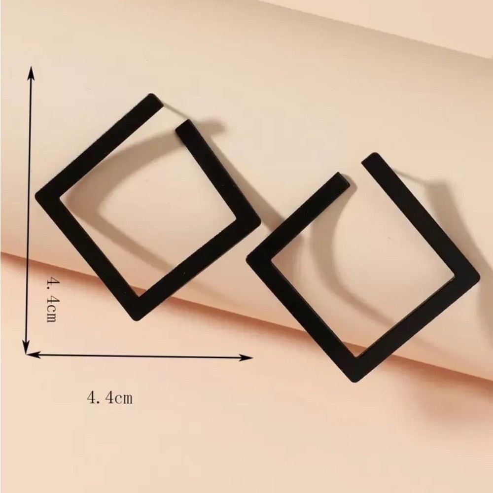 Geometric Design black Cuff Hoop Earrings