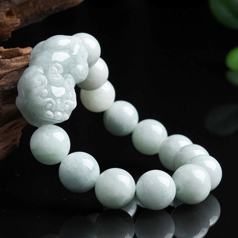 Certified Natural Grade A Jade Jadeite Bead Rich Pixiu Strecth Bracelet 13mm