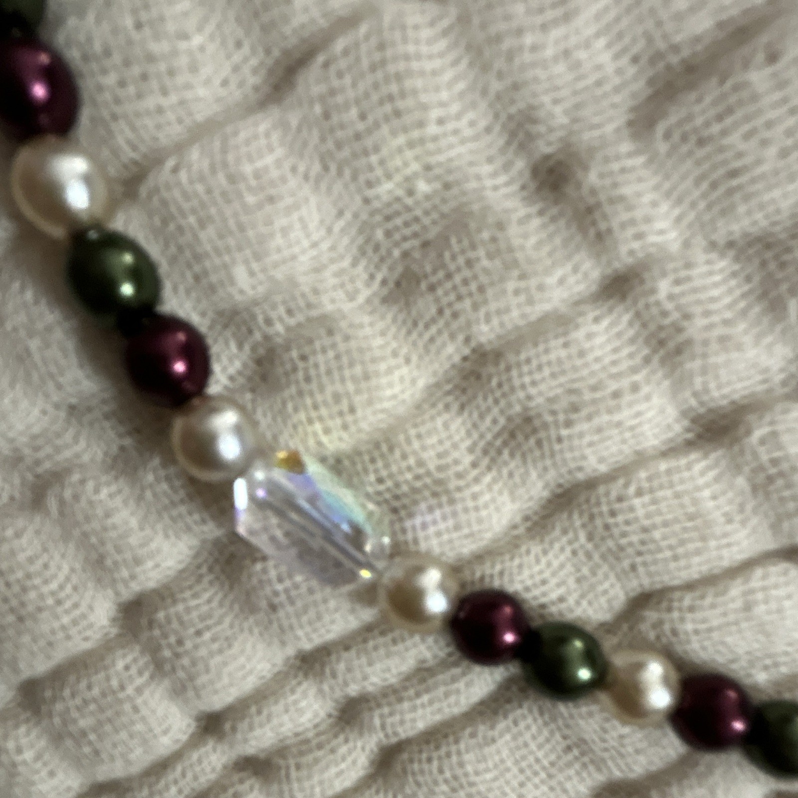 Faceted Glass pearl & Crystal Beaded Necklace Round Glass Pearl Beads