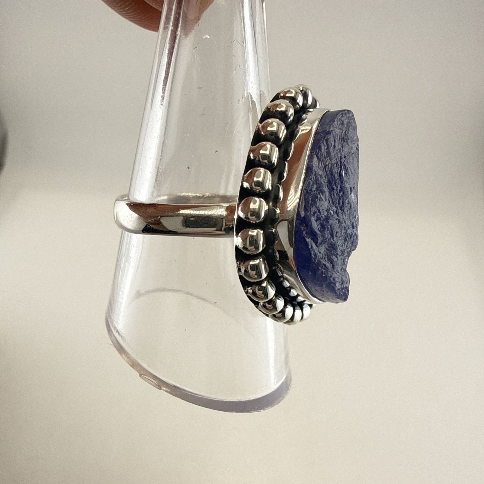 JTV Tanzanite Ring Sterling Silver Purple Free Form Rough Modern 925 Size 9 Arya