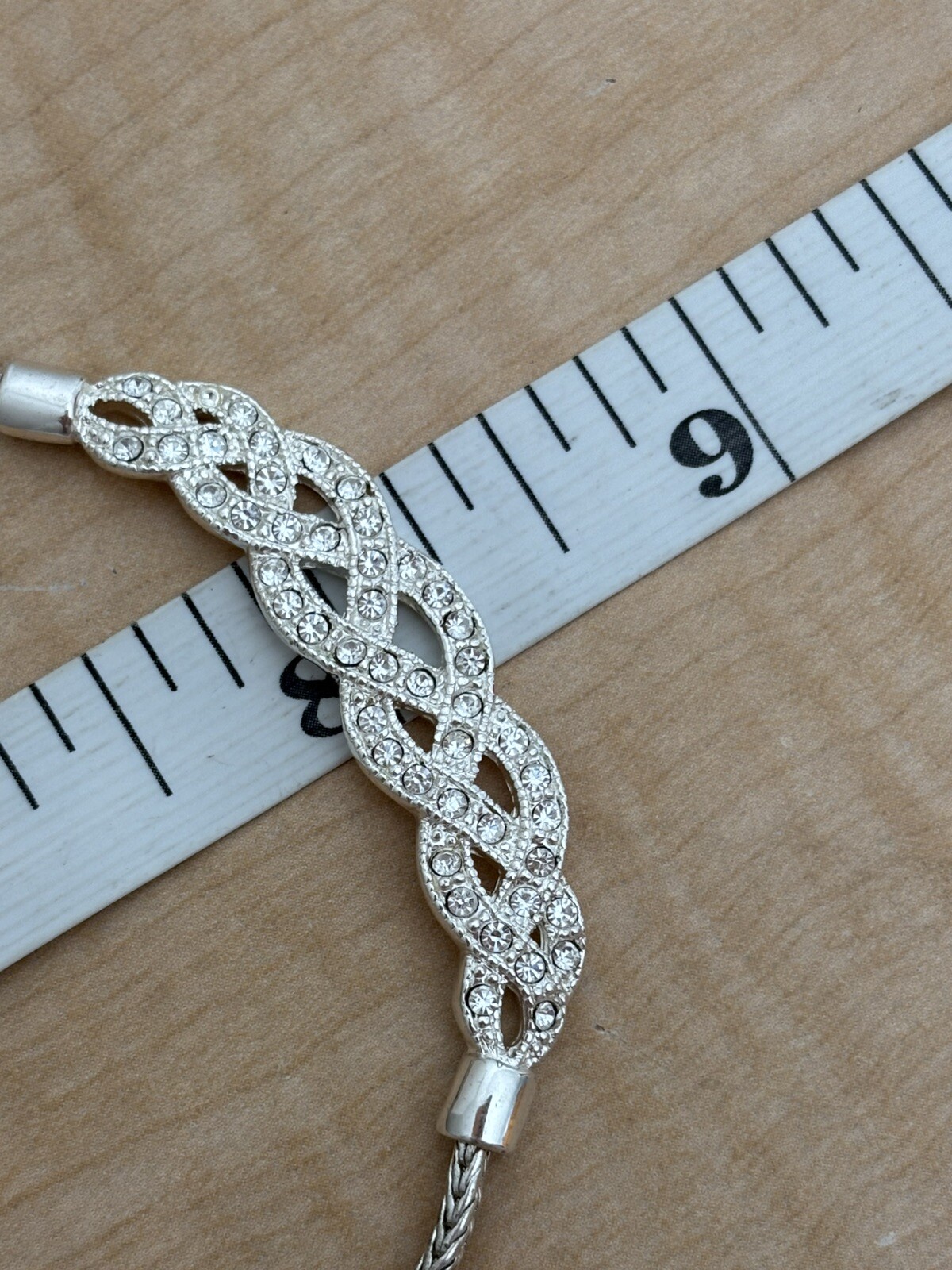 Roman Rhinestone Pendant Necklace/ Silver Tone/ Very Good Used Condition
