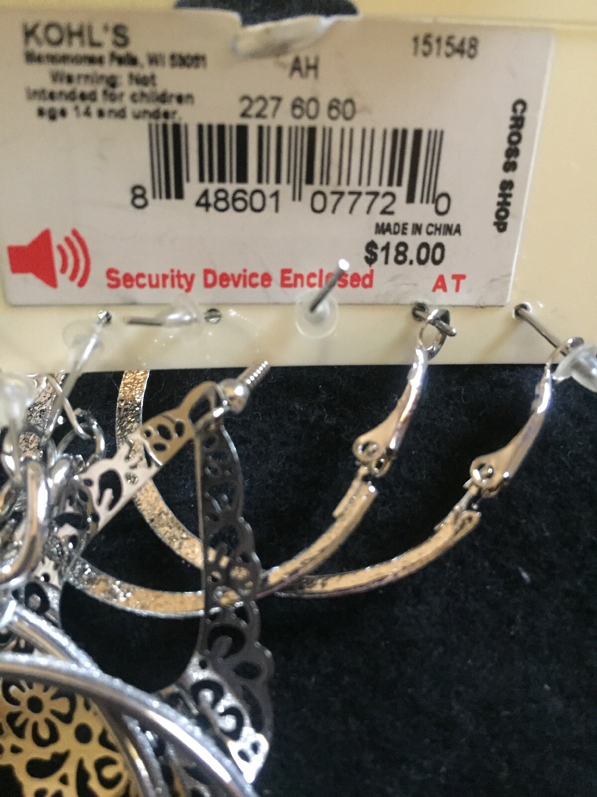 Umbranded Card Of 3 Pair Of Dangling Earrings. NWT@$18