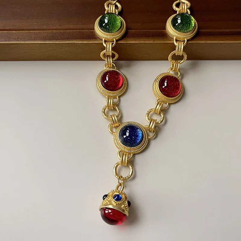 Classic Baroque Women Crstyal Necklace Earrings Jewelry Set Chorkers Chains