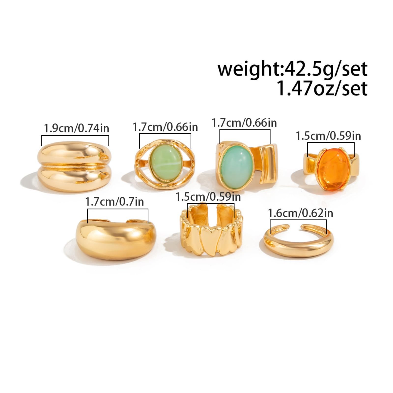 Chunky Gold Rings for Non Tarnish Adjustable Stackable Statement Rings for Ch…
