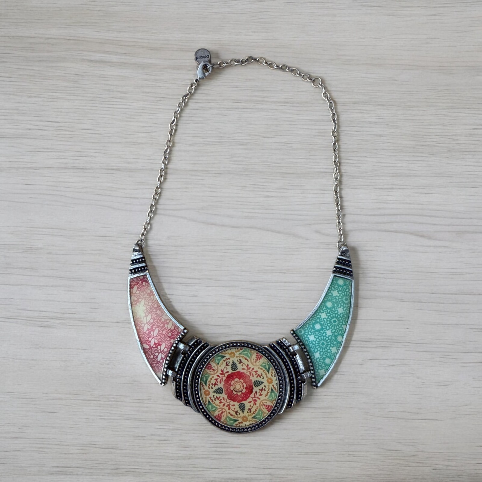 Desigual Statement Bib Necklace Mandala Boho Festival Jewelry Colorful Floral