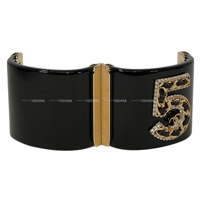 CHANEL No.5 COCO Mark rhinestone Noir (Black) Champagne Gold HW bangle[BRAND…