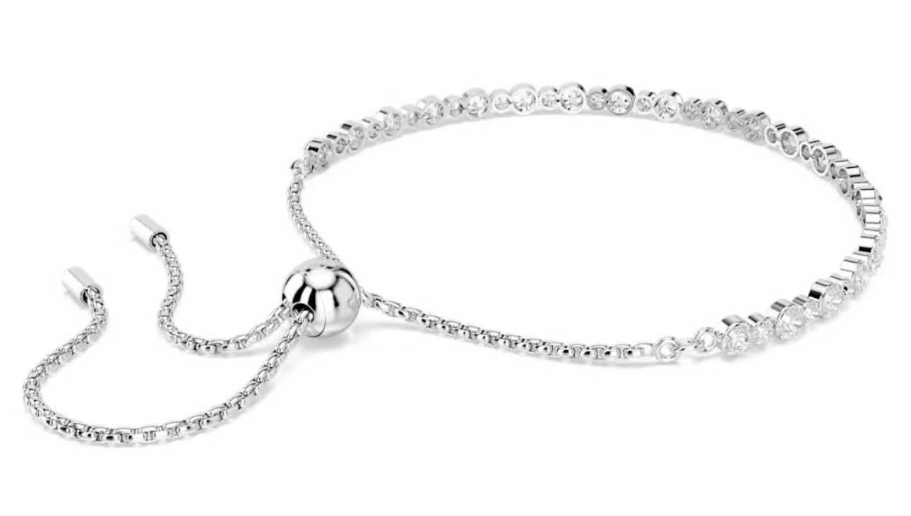 Swarovski Matrix Tennis Bracelet Mixed Round Cuts, White, Rhodium Plated Finish