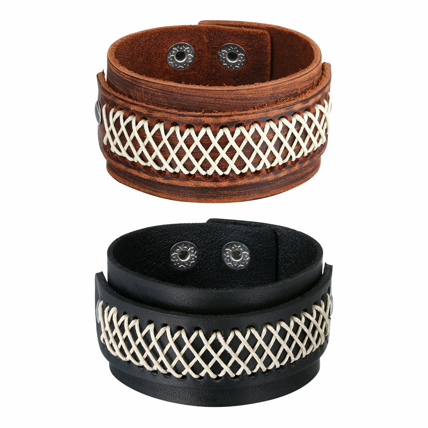 Men’s Punk Biker Gothic Heavy Wide Leather Belt Wrap Bangle Bracelet Wristband