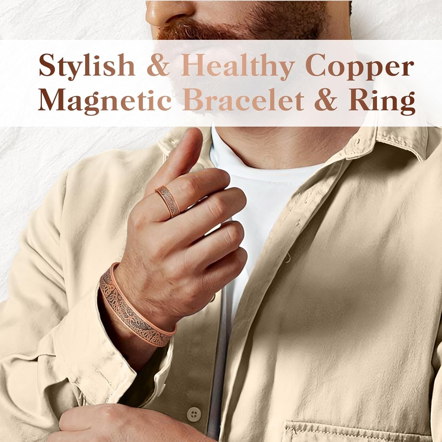Men Women Bracelet Magnetic Therapy Arthritis Pain Relief Pure Solid Copper Bang