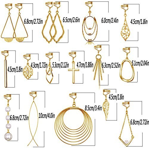 15 Pairs Lightweight Gold Clip-On Earrings Set for Women, Fashion Jewelry Collec