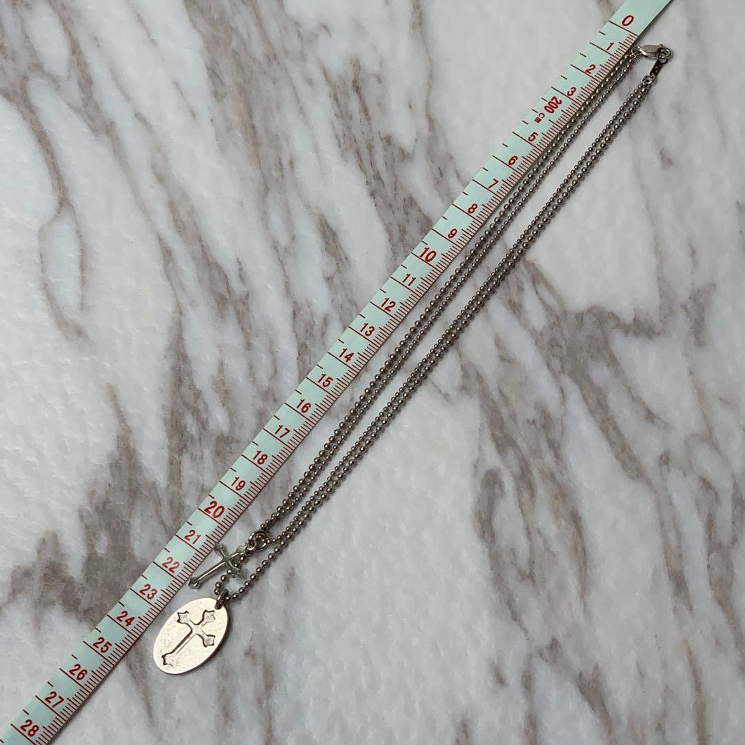 SV925 Double Chain Cross Necklace Y2K