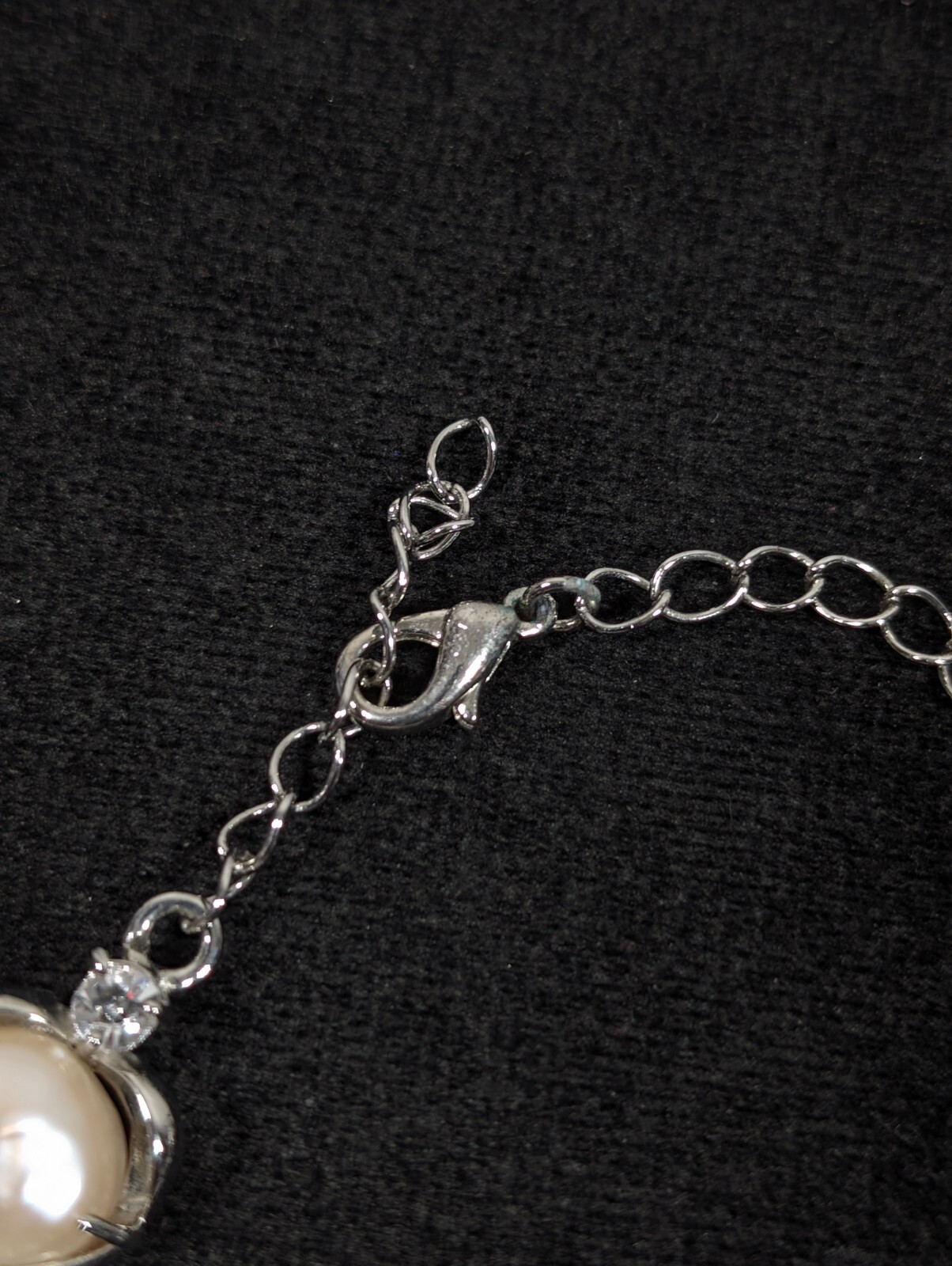 Silver Tone Baroque Button Pearl Rhinestone Tennis Bracelet Bridal Wedding 9 in