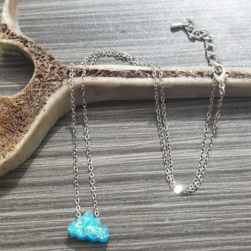 Blue Sky White Cloud Necklace Resin Cloud Necklace for Women Cloud Opal Pendant