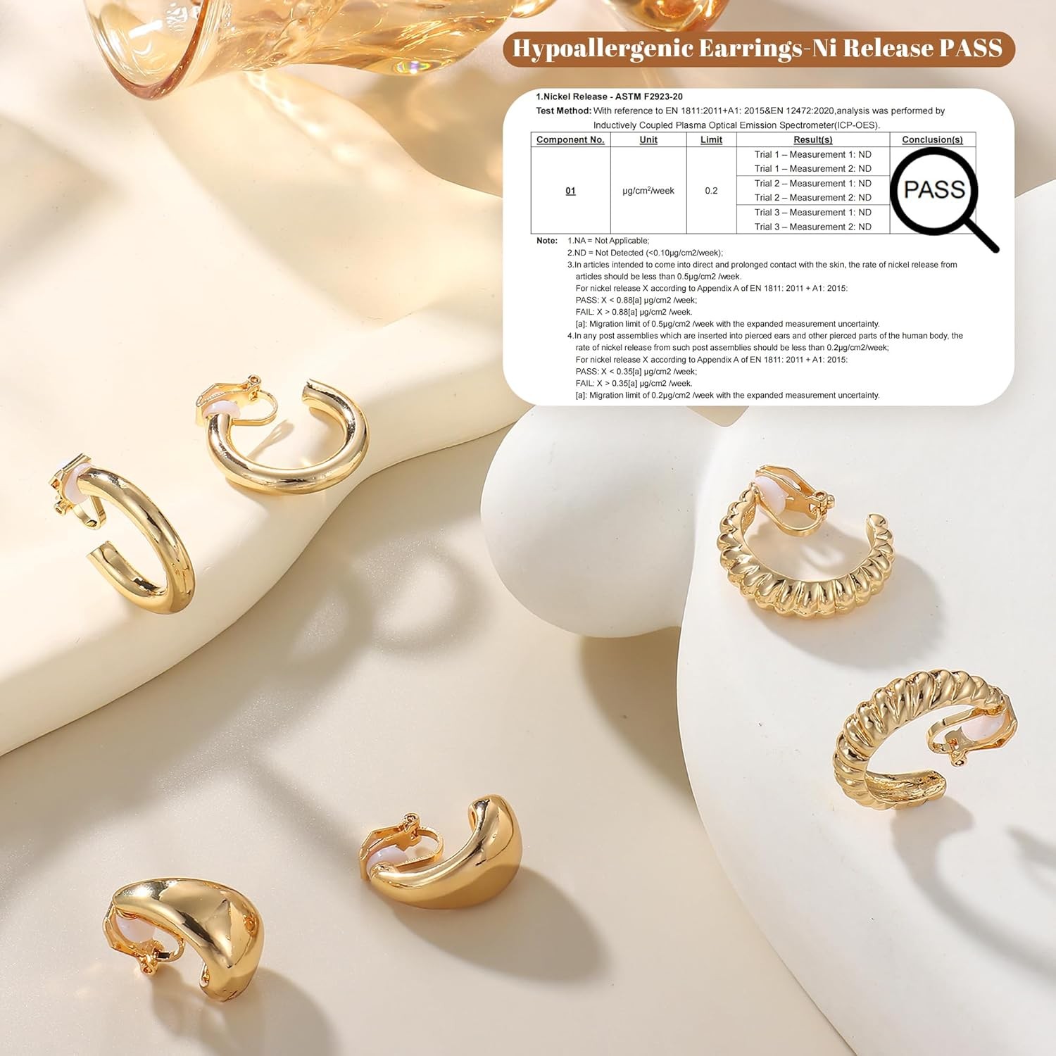 Gold Clip on Earrings for Women Hypoallergenic – 14K Gold Plated Chunky Tube Cro