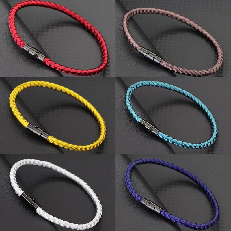 Red Rope Bracelet Handmade Magnetic Buckle Colorful Thread Layered Jewelry