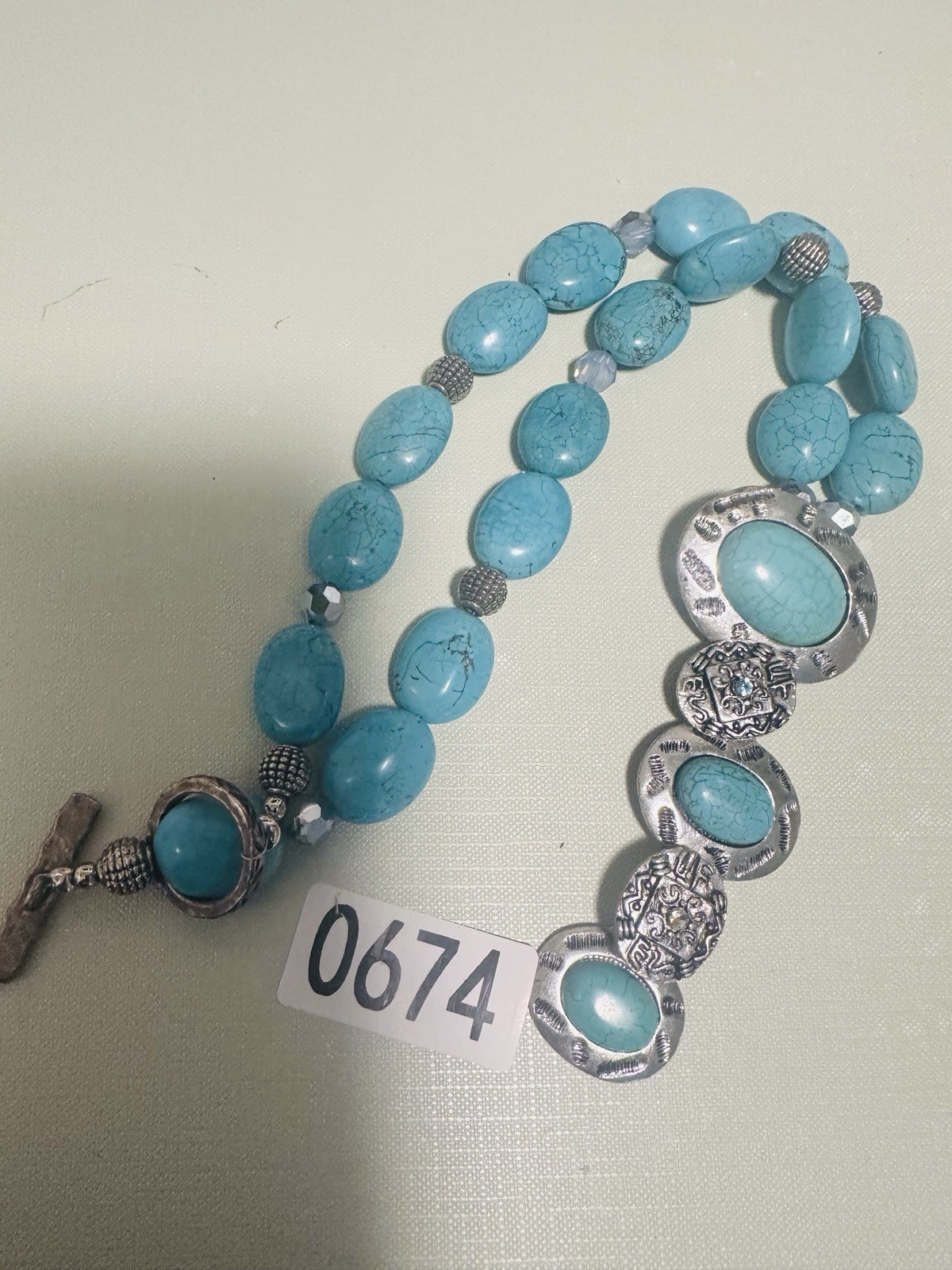 Erica Lyons Women Semi Precious Stone Necklace Long Silver Tone Chain