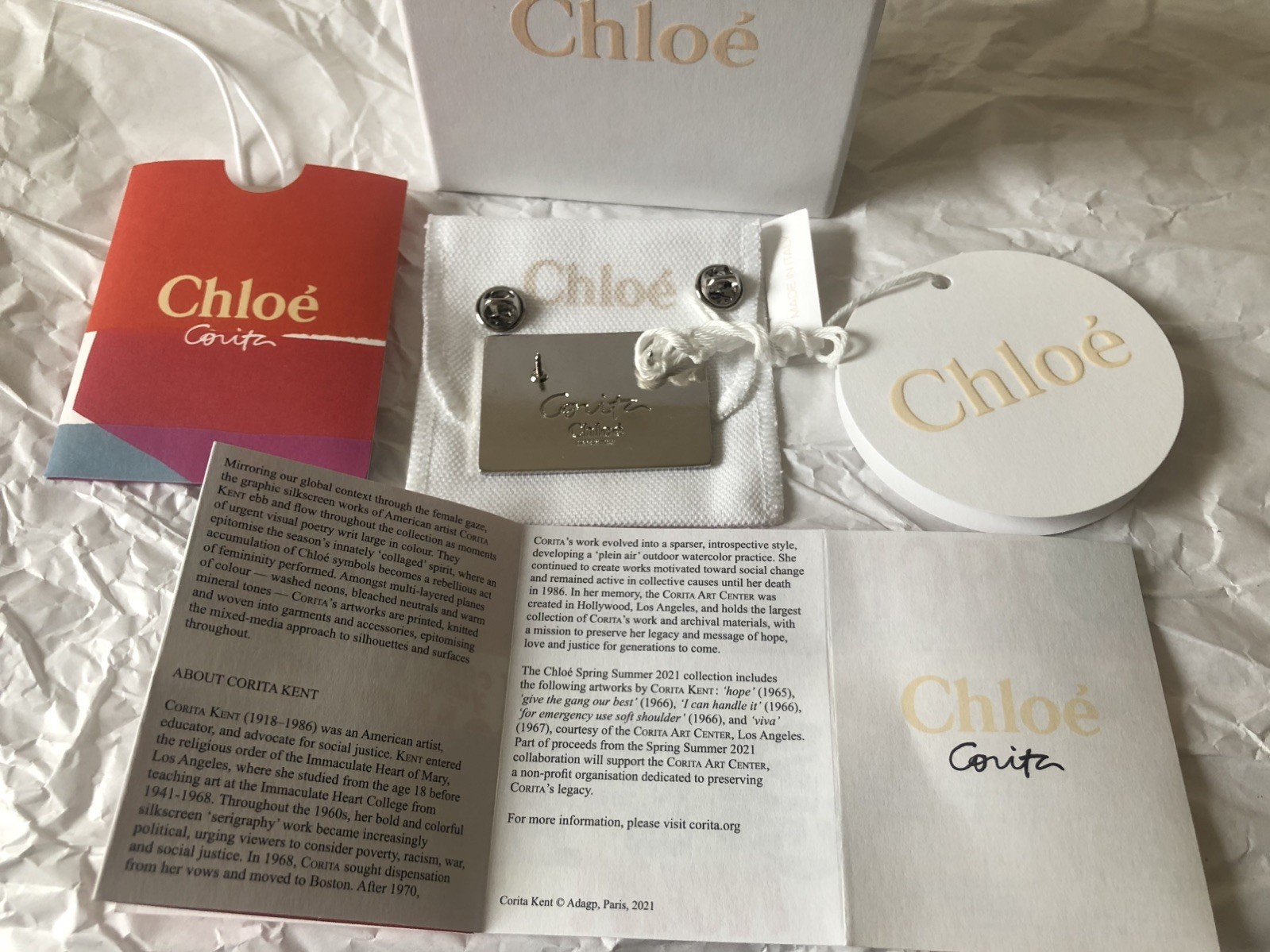 Chloe “Hope” Pin Badge Brooch Multicoloured In Gift Box Made Italy RRP £110 NEW