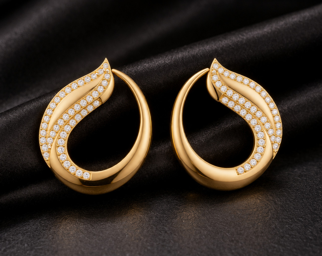 25mm Gold Plated Sterling Silver Hoop Earrings, Cubic Zirconia Bridal Jewelry