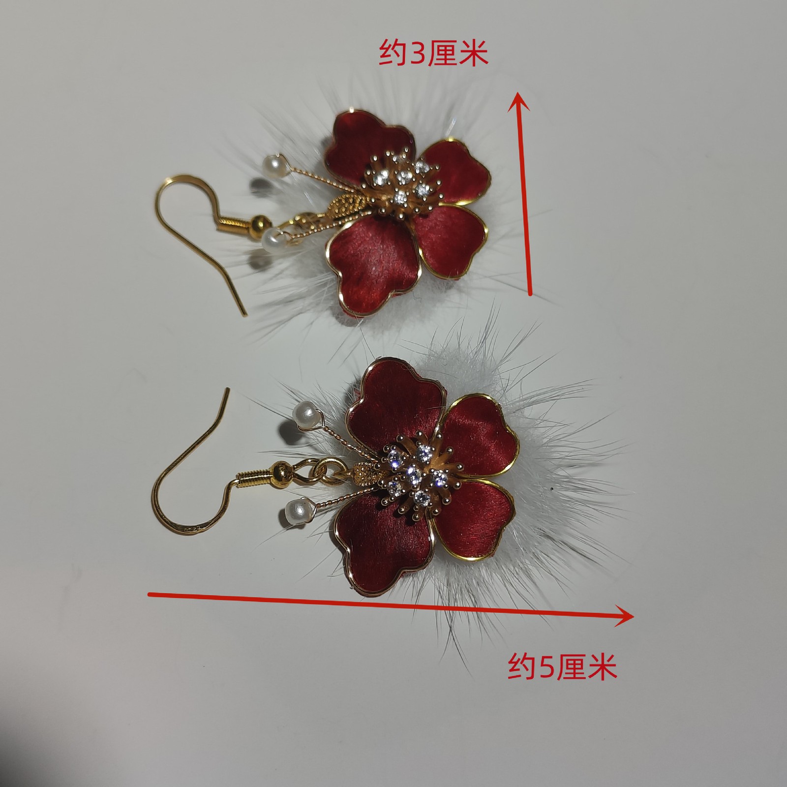 Chinese Style Hanfu Pearl Velvet Flower Drop Earrings Vintage Ear Jewelry