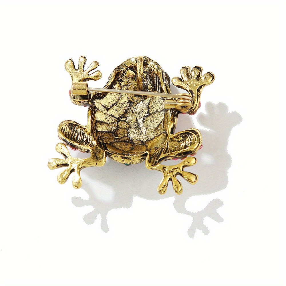 2 Pcs Vintage-style Frog Brooches, Sparkling Rhinestone-zinc Alloy Animal Pins.