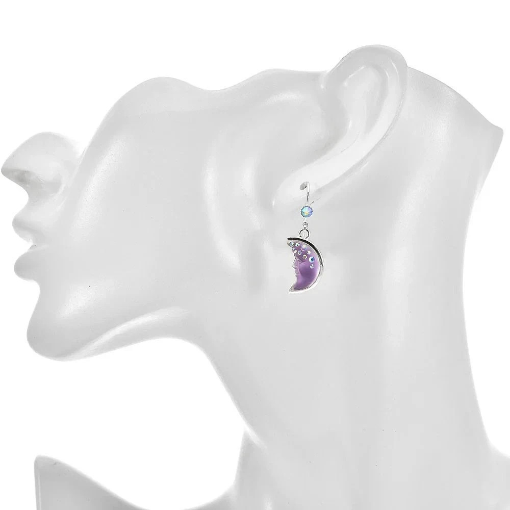 KIRKS FOLLY GODDESS SEAVIEW MOON 25mm OPEN RING CHARM Purple/ST & Earrings