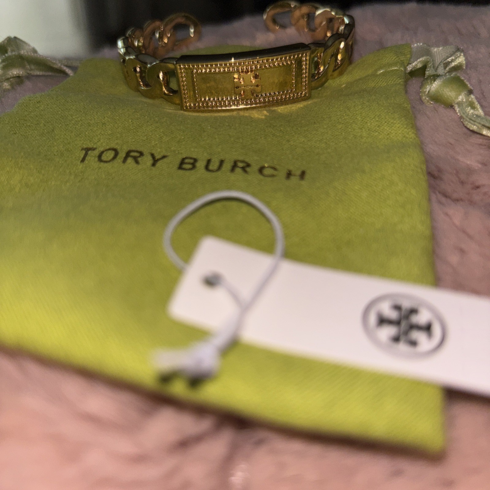Auth.Tory Burch Gold-Tone Metal Cuff Bracelet, Fashion Accessory