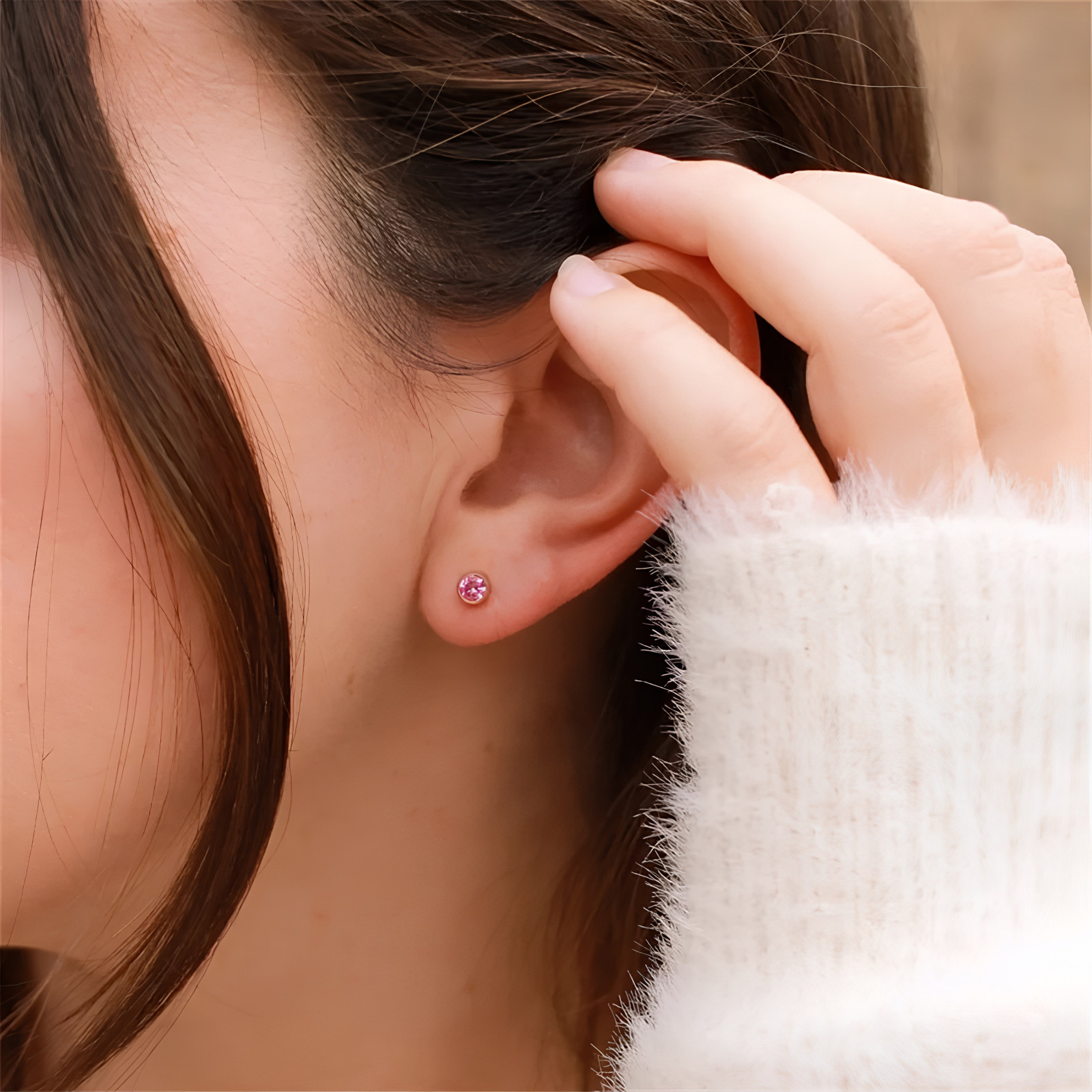Birthstone Stud Earrings Stainless Steel Push Back CZ Women Girls Gift 12 Month