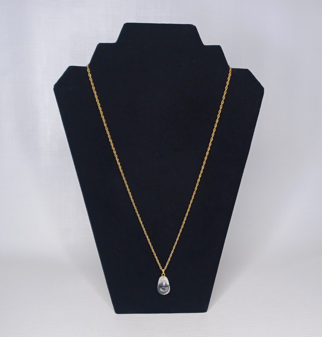 Gemstone Gold Tone Pendant Necklace 4 Interchangeable Gemstones