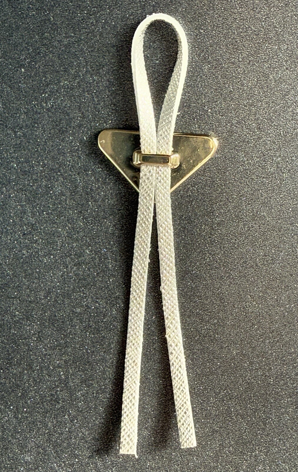 Prada Beauty Gold Triangle & Silver Cord Mini Bolo Charm 4” – Free Shipping