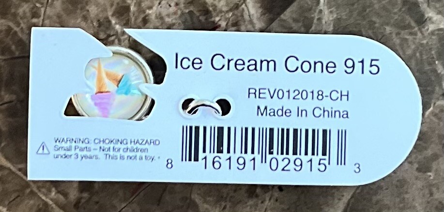 CHARM’D BY WATCHITUDE – Bracelet Ice Cream Silver Tone Double Sided Charm NEW