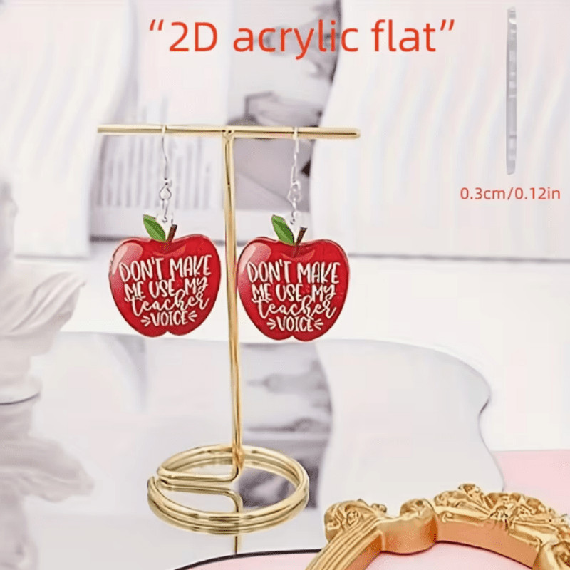 1 Pair of Red Apple Acrylic Earrings for Teacher’s Day, Back-to-school Season