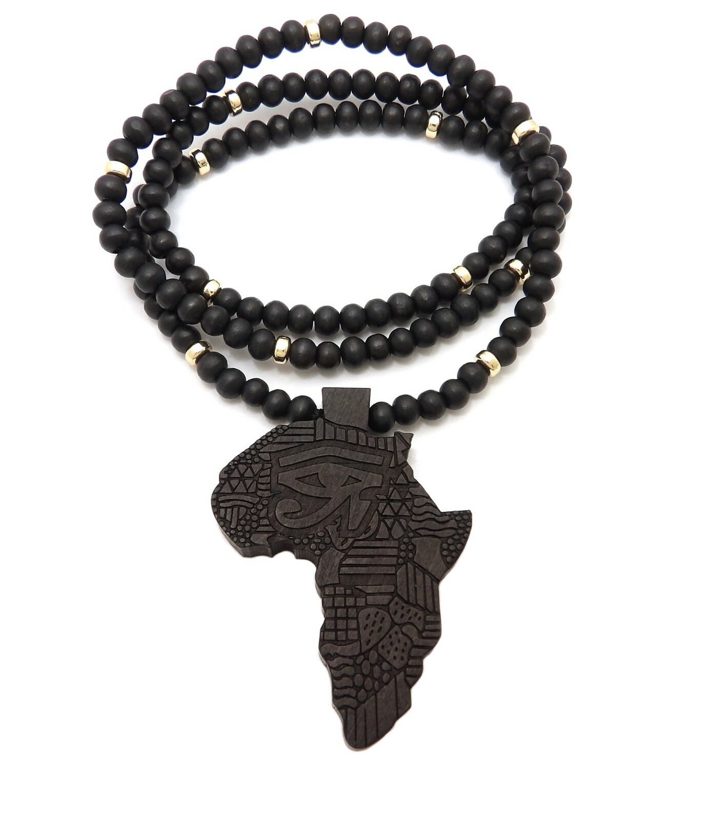 Good Quality Wood Eye of Heru Africa Pendant 6mm/26″Wooden Chain Necklace WRC12
