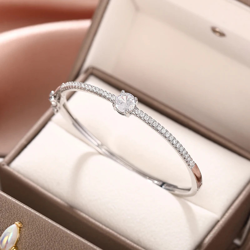 Fashionale Women’s Cubic Zirconia Bangle Silver Color/Gold Color.