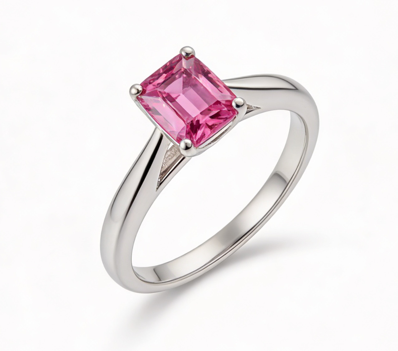 Elegant Simulated Pink Tourmaline Engagement Ring 925 Sterling Silver All Sizes